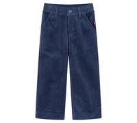 vidaXL Navy Corduroy Kids' Casual Pants with Comfortable Wide Legs, Button and Zip Closure, Machine Washable for Ages 3-4