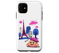 Kids Paris France Croissant Pink Beret Hello in French Tower Case for iPhone 11