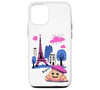 Kids Paris France Croissant Pink Beret Hello in French Tower Case for iPhone 12/12 Pro
