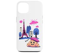 Kids Paris France Croissant Pink Beret Hello in French Tower Case for iPhone 13