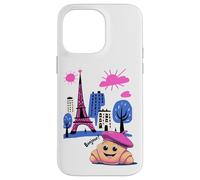 Kids Paris France Croissant Pink Beret Hello in French Tower Case for iPhone 14 Pro Max