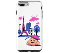 Kids Paris France Croissant Pink Beret Hello in French Tower Case for iPhone 7 Plus/8 Plus