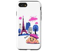 Kids Paris France Croissant Pink Beret Hello in French Tower Case for iPhone SE (2020) / 7/8