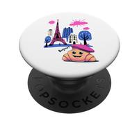 Kids Paris France Croissant Pink Beret Hello in French Tower PopSockets Adhesive PopGrip