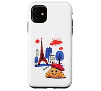 Kids Paris France Croissant with Beret Hello in French Boys Case for iPhone 11