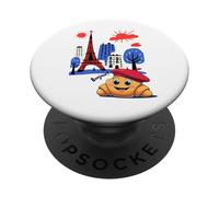 Kids Paris France Croissant with Beret Hello in French Boys PopSockets Adhesive PopGrip