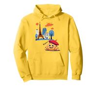 Kids Paris France Croissant with Beret Hello in French Tower Pullover Hoodie