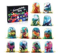 Kids Party Favor Bags Dinosaur Bags,12 Piece Colorful Dinosaur Children's Birthday Bags,Candybar Bags,Carry-along Kids Clothes Bags for Christmas, Party Celebration,Birthdays for Boys Girls