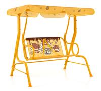 Kids Patio Swing 2-Seater Toddler Porch Swing Chair w/Metal Stand COSTWAY Yellow One Size