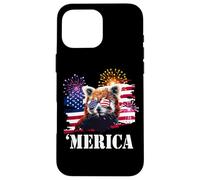 Kids Patriotic USA American Flag July 4th Red Panda Lover Case for iPhone 16 Pro Max
