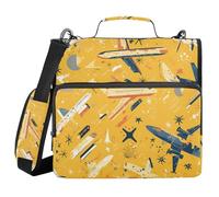 Kids Pattern Airplanes Colorful White 1.5-Inch 3-Rings Zipper Binder with Handle Multiple Pockets School Supplies Organizer for Middle Student