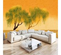 Kids Peach Photo Mural - Chinese Art Green Trees Wallpaper- Amazing 3D Effect - Ideal for Boys Girls Bedroom 400 W x 280 H cm