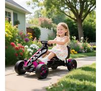 Kids Pedal Go-Kart for Children Ages 3-6 with Adjustable Seat and Smooth-Rolling EVA Wheels for Outdoor Fun