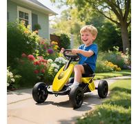 Kids Pedal Go-Kart for Outdoor Play, Sturdy Plastic Body with Metal Frame, Smooth Rolling EVA Wheels, Adjustable Seat for Growing Children