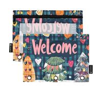Kids Pencil Pouches with Clear Window Valentines Day Tree Love Hearts Zippered Pencil case Large and Sturdy 3 Hole Punched folders for Office School Supplies Cosmetics Multicolored 2 PCS