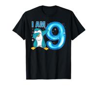 Kids Penguin I-am Nine Years Old 9th Natal Birthday Girl-boy T-Shirt