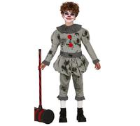 Kids Pennywise Style Scary Grey It Clown Childrens Fancy Dress Halloween Costume