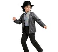 Kids Performance Outfit Sequin Costume for Boy Girl Jacket Tshirt Pants Set | Stage Party Halloween Cosplay Dance Wear Show 80s Disco Outfit Pop Star Costume Kids Dance Star Costume Jacket Pants T-shirt