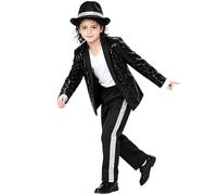 Kids Performance Outfit Sequin Costume for Boys Stage Party Halloween Cosplay Dance Wear Show 80s 90s for Halloween Party Stage Performance and Fancy Outfits