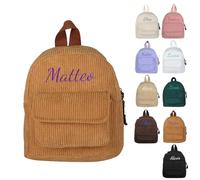 Kids Personalised Bear Backpack, 32 x 26 cm, 5 Zippered Compartments, Nylon, Adjustable Strap, Casual Style (Light brown)