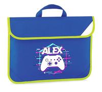 Kids Personalised Gaming Hi-Viz Book Bag - Game Controller Glitch Design - Preschool Nursery Bag for Gamers - Boys Girls School Gift - Reflective Lightweight, One Size, Royal