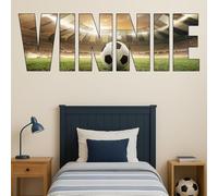 Kids Personalised Name Sticker Football Soccer Bedroom Wall Decal Boys Girls (Size:Medium - 90cm x 40cm;)