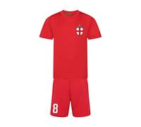 Kids Personalised Red England Style Away Football Kit Shirt and Shorts Customisable (12-13 Years 34")