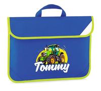 Kids Personalised Tractor Hi-Viz Book Bag - Custom Name - Back to School Gift - Boys Girls Young Farmer Present - Preschool Nursery Bag for Son Daughter, One Size, Royal