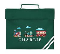 Kids Personalised Trains Book Bag with Custom Name Boys Girls Back to School Reading Folder for Primary Reception Infants, One Size, Bottle