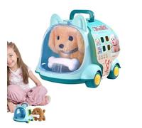 Kids Pet Care Play Set - Electric Plush Animal Simulation Toy Dog Rabbit Cat, Pretend Feeding Bottle and Comb, Interactive Robot Pet | Travel Friendly Role Play Gift for Living Room Playroom