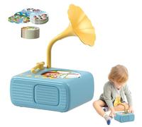Kids Phonograph with 96+8 Cards,Early Education Phonograph Story Machine,Educational Music Story Player,Fun Sound Effects Improves Listening Skills,Enhances Vocabulary for Boys and Girls(Blue)