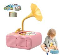 Kids Phonograph with 96+8 Cards,Early Education Phonograph Story Machine,Educational Music Story Player,Fun Sound Effects Improves Listening Skills,Enhances Vocabulary for Boys and Girls(Pink)