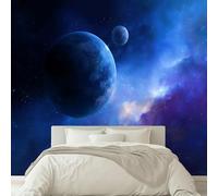 Kids Photo Mural - Blue and Purple Nebula Space Planets Night Sky Wallpaper- Amazing 3D Effect - Ideal for Boys Girls Bedroom 300 W x 210 H cm