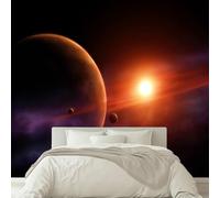 Kids Photo Mural - Space Theme Planets Wallpaper- Amazing 3D Effect - Ideal for Boys Girls Bedroom 300 W x 210 H cm