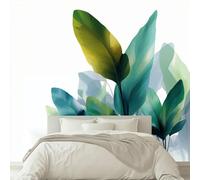 Kids Photo Mural - Tropical Plants Abstract Green Leaves Wallpaper- Amazing 3D Effect - Ideal for Boys Girls Bedroom 300 W x 210 H cm