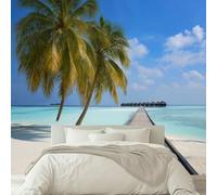 Kids Photo Mural - White Beach Pristine Nature Wallpaper- Amazing 3D Effect - Ideal for Boys Girls Bedroom 300 W x 210 H cm