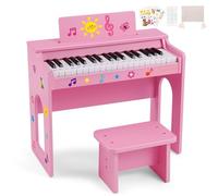 Kids Piano Keyboard, 37 Keys Wood Digital Piano for Kids with Bench,Song Book, DIY Stickers, Cover, Education Creative Musical Instruments Toy for Boys & Grils Gifts