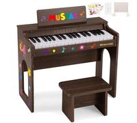 Kids Piano Keyboard, 37 Keys Wooden Digital Piano for Kids with Bench | Musical piano toy includes Song Book, DIY Stickers, Cover, Education Creative Musical Instruments Toy for Boys & Grils Gifts