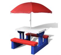 Kids' Picnic Table with Benches and Parasol Sand Multicolour vidaXL