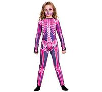 Kids Pink X-Ray Skinz Large 8-10 years Skeleton Print Halloween Fancy Dress Costume
