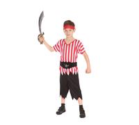 Red, White, & Black Pirate Boy Costume Set for Kids (Medium Size) - Perfect for Halloween Parties, World Book Day, Cosplay, Dress-Up, & More Halloween Halloween
