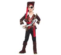 Kids Pirate Costume Set Boys Dress Up Set & Pirate Accessories Role Play Dress Up for Birthday Party Holloween (Brown, 9-11 Years)