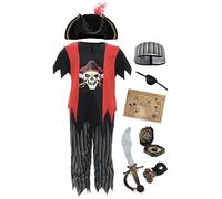 Kids Pirate Fancy Dress Costume Boys Girls - Small - Dress Up Roleplay Book Week Day Set Headband Bandana Eyepatch Captain Hat