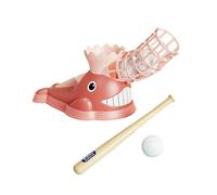 Kids Pitching Machine Baseball Practice Pitching Set for Indoor Outdoor Boys 3 Baseballs Pink