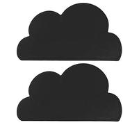 Kids Placemats Non Slip, Silicone Children Table Mats, Reusable 2 Pieces of Cloud Shaped Feeding Placemat, Portable Travel Tableware (black)