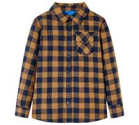 Kids' Plaid Shirt Cognac and Blue 116