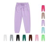 Kids Plain Joggers with Drawstring Pockets Toddler Boys Girls Sweatpants Elasticated Waist Cotton Soft Tracksuit Bottoms High Waisted Solid Color (Coffee, 10-11 Years)