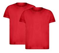 Kids Plain PE T Shirts - Twin Pack Boys Girls Crew Neck T-Shirt Lightweight Fabric Ideal for PE and School Uniform - Red, 3-4 Years