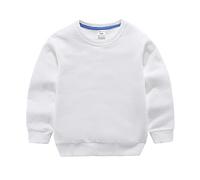 Kids Plain Sweatshirt Toddler Boys Girls School Jumper Long Sleeve Pullover Cotton Sports Top Solid Color Hoodie Soft Comfy Loose Crew Neck (White, 0-1 Years)
