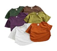 Kids Plain T Shirts Summer Baby Boys Girls Short Sleeve Tee Solid Color Toddler Casual Breathable Cropped Tshirts First Birthday Top Comfy Soft (Red, 12 Months)